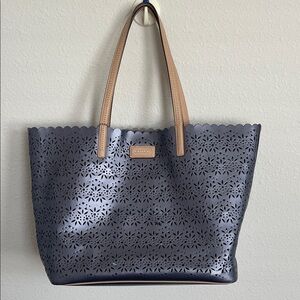 Coach Perforated light blue and Tan Tote